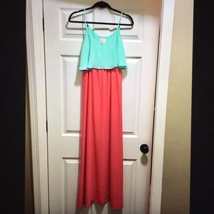Mint and Pink Maxi Dress